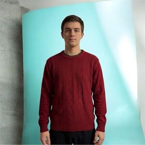 Tricots St. Raphael Men's Sweater Burgundy Size L 100% Cotton